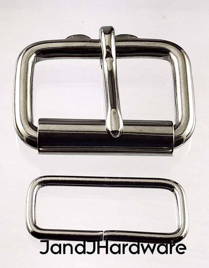 1 1/2 inch solid stainless steel maker pack consisting of 2 each of a heel bar roller buckle and a belt keeper.