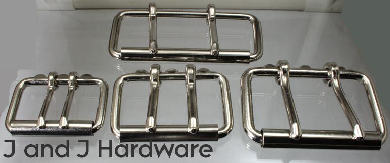 An image of a group of double tongue heel bar roller buckles, from 2 to 2 inches in width