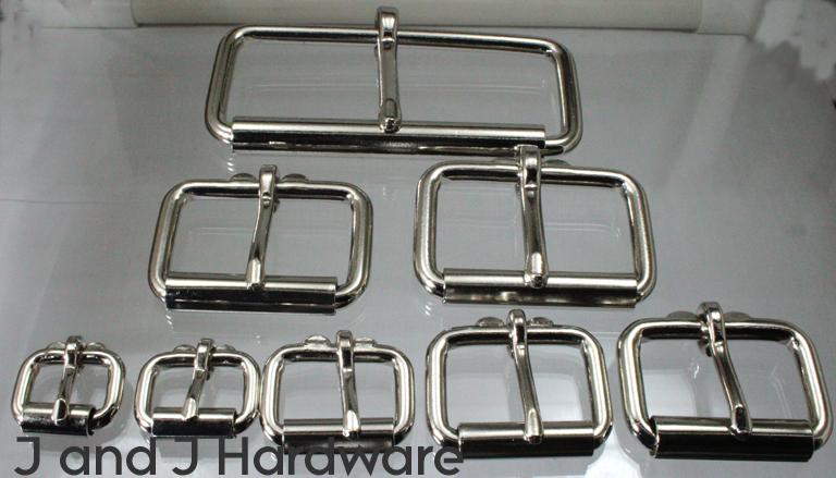 An image of a group of single tongue heel bar treu roller buckles from 5/8 to 4 inch in width.