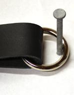 A series of photos showing how to estimate the proper size ring for a one inch piece of material.